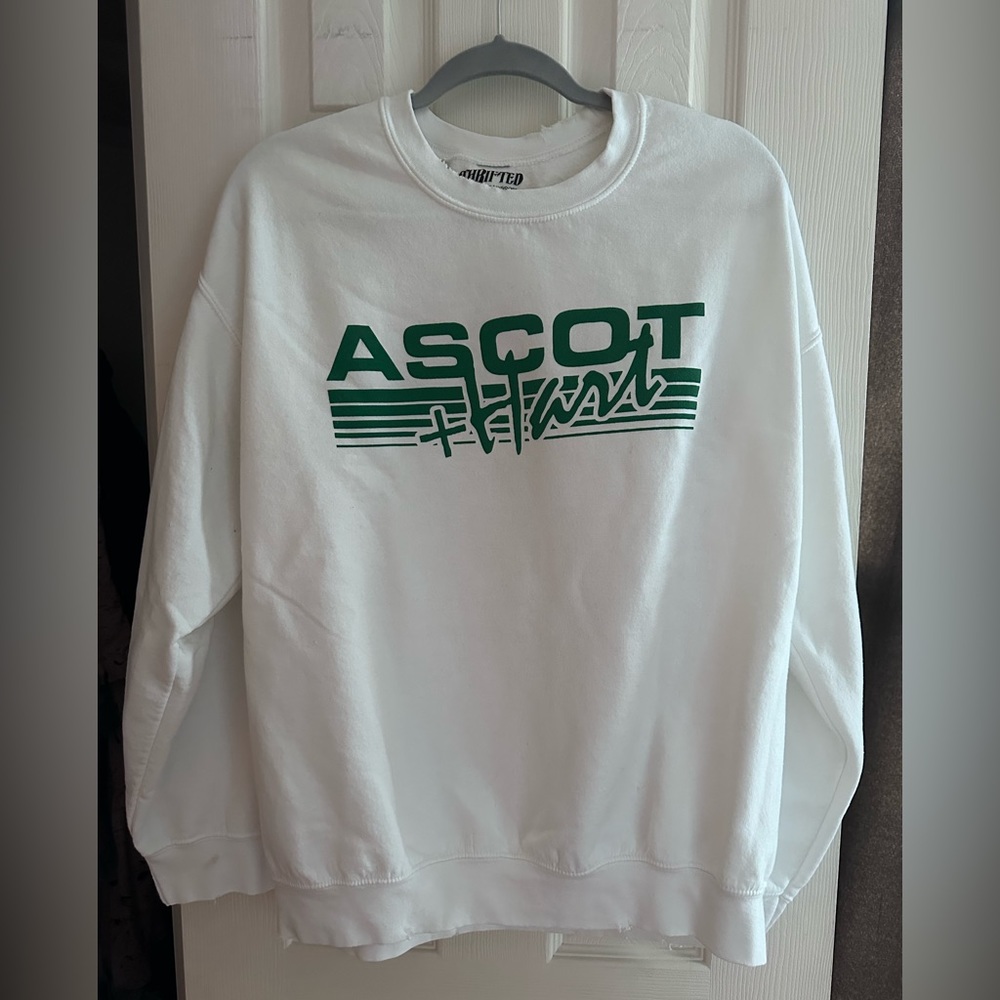 Ascot + Hart Moto pullover in medium. White & Green fonts. Worn only once.